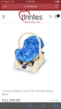 Tinnies Baby Carry Cot W/ Rocking Blue