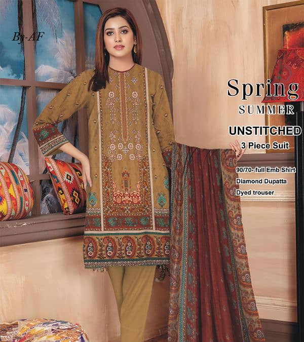 Ladies branded unstitched suits 1