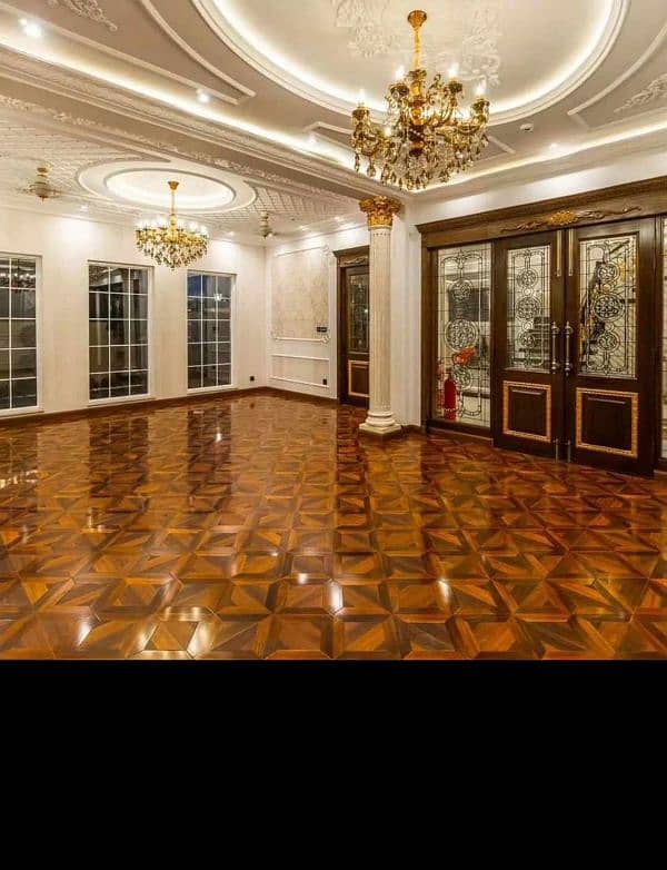 wooden floor,  wall paper ,false ceiling 7