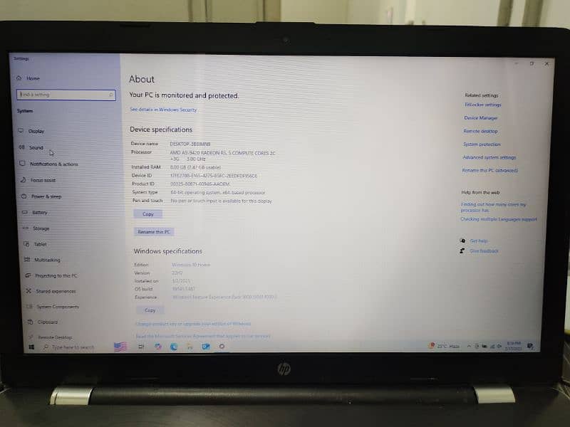 Hp Laptop Core i3 7th generation 4