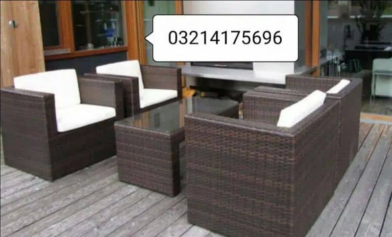 OUTDOOR GARDEN RATTAN UPVC FURNITURE SOFA SET CHAIRS TABLE UMBRELLA 2