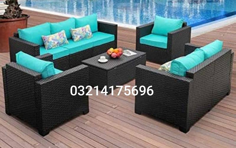 OUTDOOR GARDEN RATTAN UPVC FURNITURE SOFA SET CHAIRS TABLE UMBRELLA 7