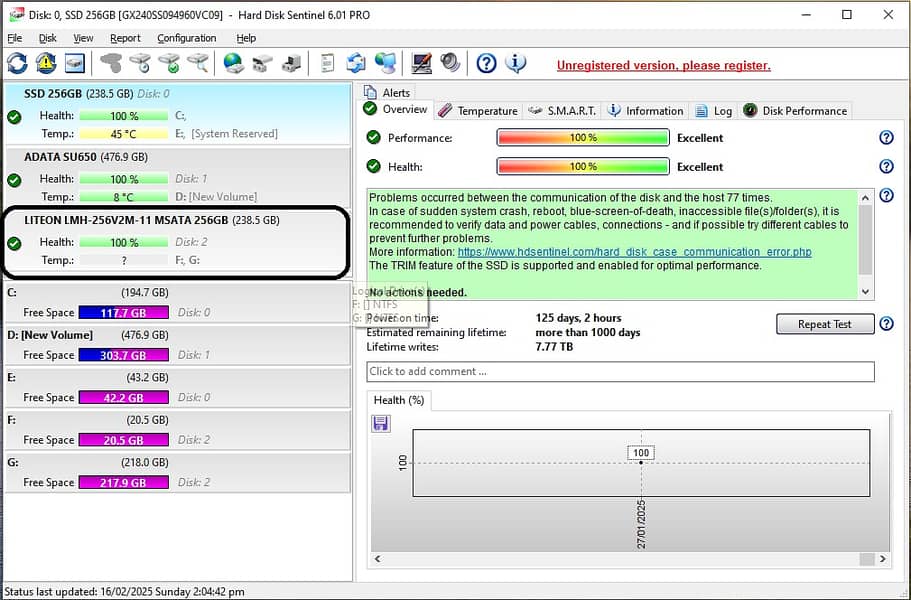 MSATA SSD Hard Drive 256 / 128 GB 3