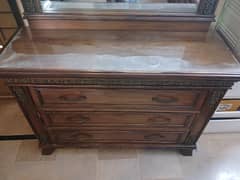 Original Shesham Wood Polished Dressing Table With 3 Drawers & Stool