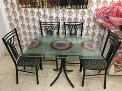 6 Seater Iron Glass Dining Table