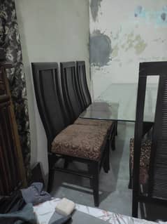 GLASS (12 mm ) DINING TABLE WITH CHAIRS SHEESHAM WOOD