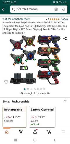 From USA Amazon. Never used . Rechargeable Laser tag guns with vests.