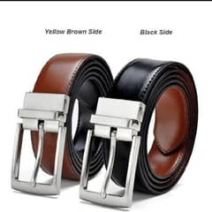 Men orginal  leather belt 2 in 1 Double sided black and brown leather