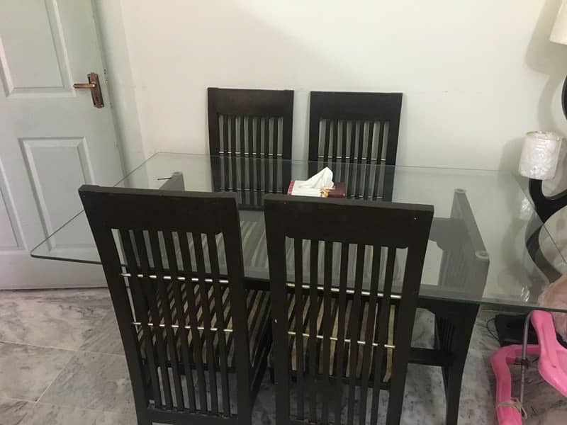 Dining table with 6 chairs glass top 1