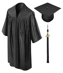 Degree Gown with Cap and Tassel|| Blue Gown|| Black|| Graduation Gown