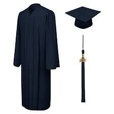 Degree Gown with Cap and Tassel|| Blue Gown|| Black|| Graduation Gown 1