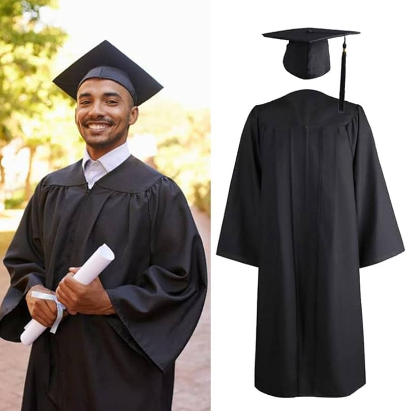 Degree Gown with Cap and Tassel|| Blue Gown|| Black|| Graduation Gown 2