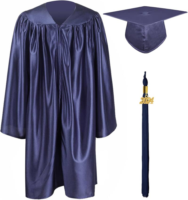 Degree Gown with Cap and Tassel|| Blue Gown|| Black|| Graduation Gown 3