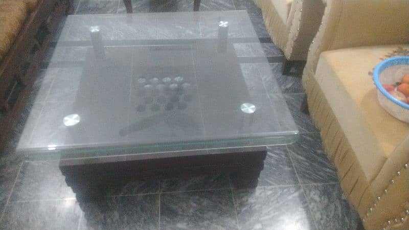 new Dewan three seater with 2 cushion with big glass table 6