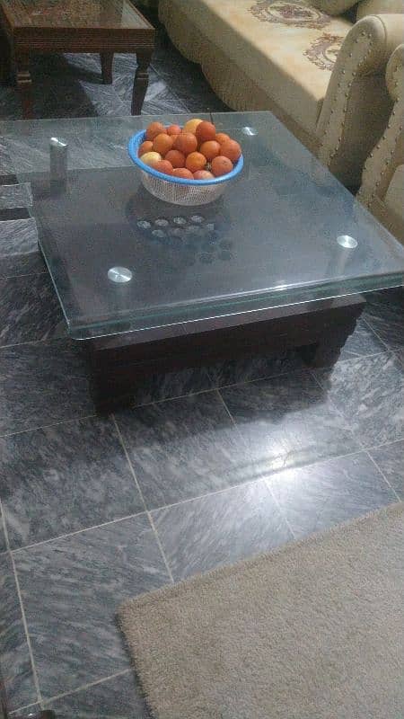 new Dewan three seater with 2 cushion with big glass table 8