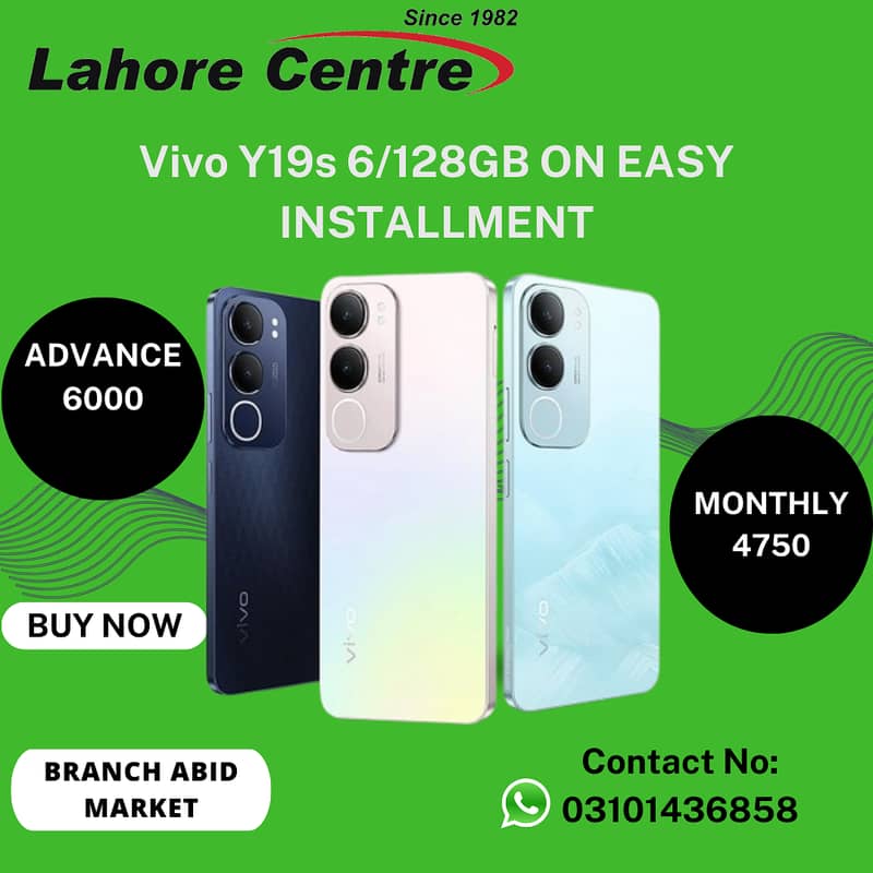 Vivo Y19s (6/128GB) Mobile On Installment in Lahore 0