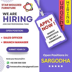 Branch Manager & Sales Officer Needed in Sargodha City