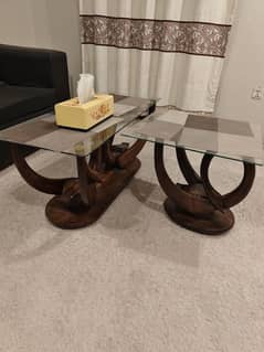 wood table center with 2 small table