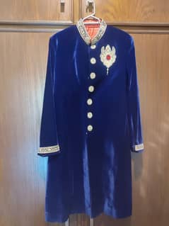 Sherwani  Velvet Royal Blue Colour