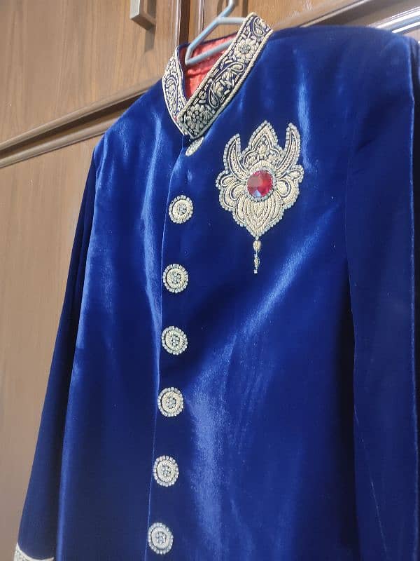 Sherwani  Velvet Royal Blue Colour 2