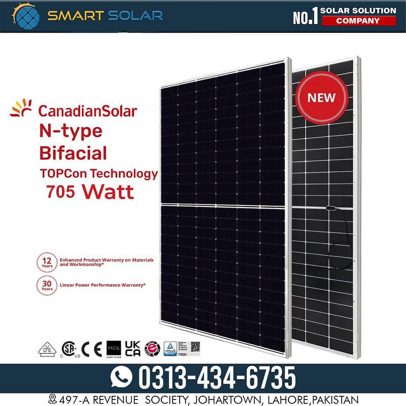 CANADIAN SOLAR 705W N TYPE BIFACIAL TOPCON SOLAR PANELS 0