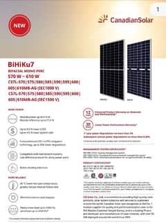 Canadian Bifacial 580 Topcon Double Glass @34 per watt 10 plates left