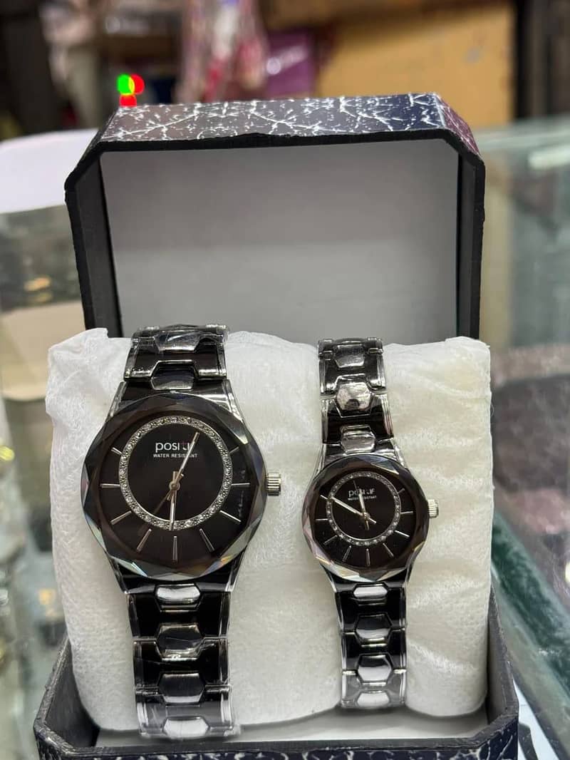 Elegant Quartz Couple Watches – 2-Piece Set, Reliable Analogue Timepie 0