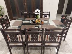 8 seater glass dining table