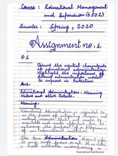 handwriting assignment work