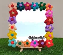 Handmade crochet flowers mirror(free stand)