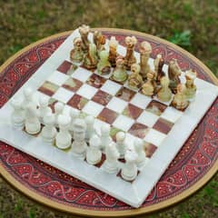 Chess Marble onyx board game set With blue box safe