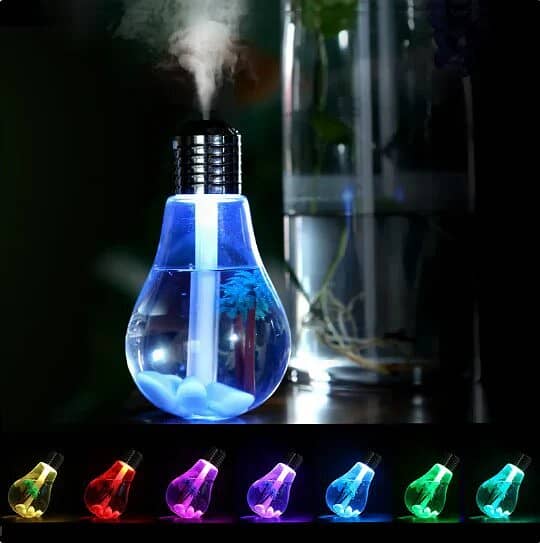 Bulb Shape Humidifier with 7 Color Changing LED lights Air Freshener B 1