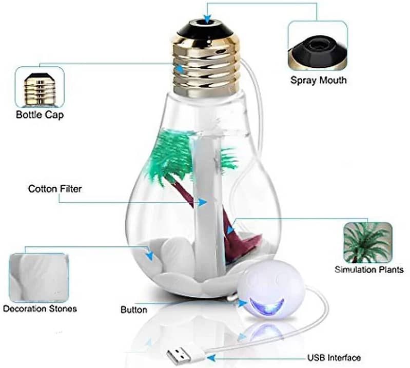 Bulb Shape Humidifier with 7 Color Changing LED lights Air Freshener B 2