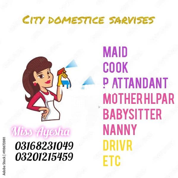 maid cook baby sitter p. Attandant mother hlpr drive etc 0