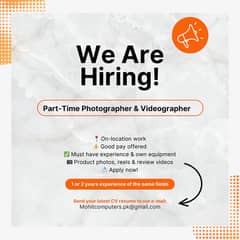 Part-Time Photographer & Videographer