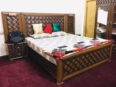 Pure Sheesham Wood Bed & Dresser For Sale