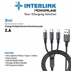 3-in-1 Cable for iPhone + Type C + Micro