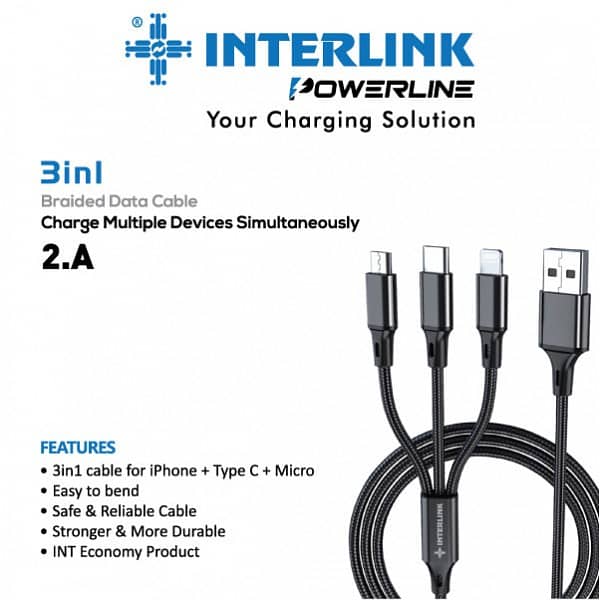 3-in-1 Cable for iPhone + Type C + Micro 0