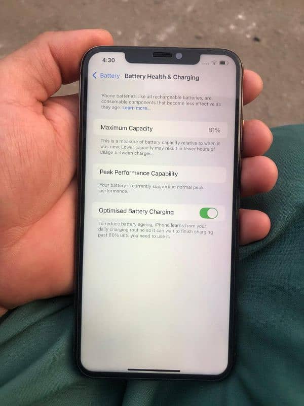 I phone x s max ( 256 )( 81 )battery health face ID ok display change 1