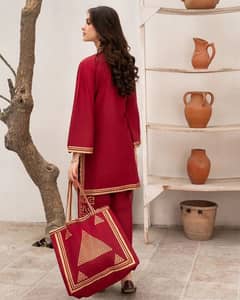 stich 2-piece ensemble with handbag and Palazzo trouser