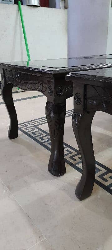 centre tables set kekar wood 6 mm glass 0