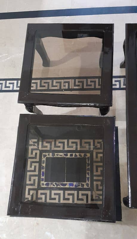 centre tables set kekar wood 6 mm glass 7