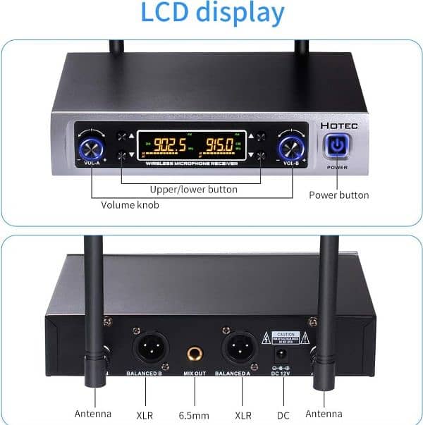 HOTEC UHF Wireless Microphone System with Dual Headset Microphones. 2