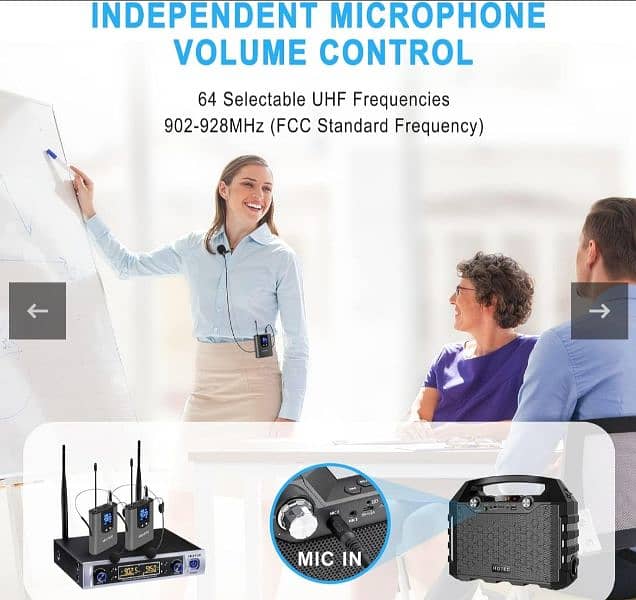 HOTEC UHF Wireless Microphone System with Dual Headset Microphones. 8