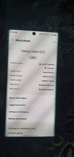 Samsung Not 10 /5G mobile memory 8/256 condition 10/10 hai