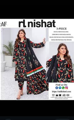 3 Pcs Women's Unstitched Linen Digital Print Suit