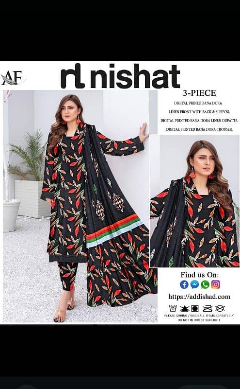 3 Pcs Women's Unstitched Linen Digital Print Suit 0