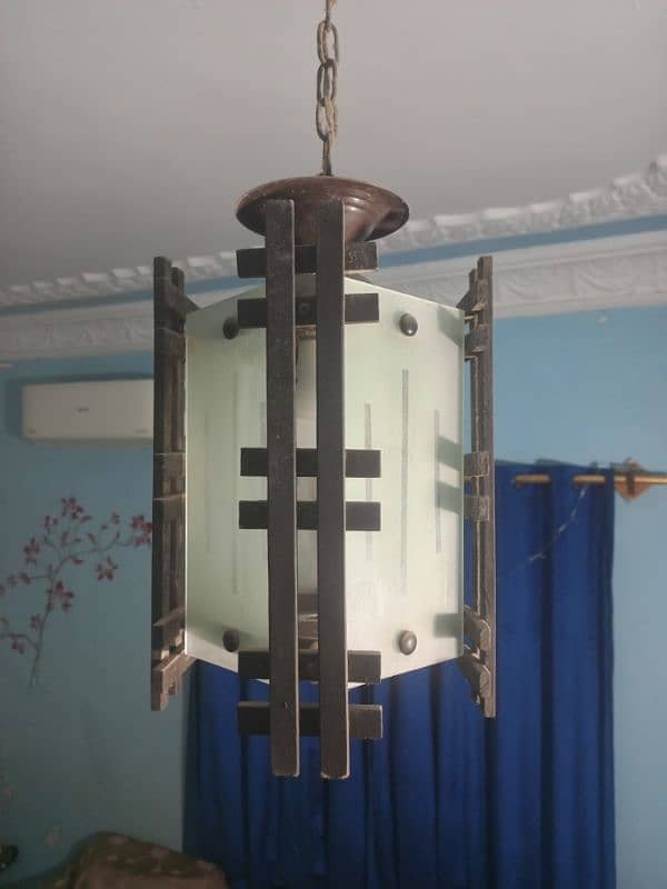 HANGING WOODEN LAMP FOR SALE 0