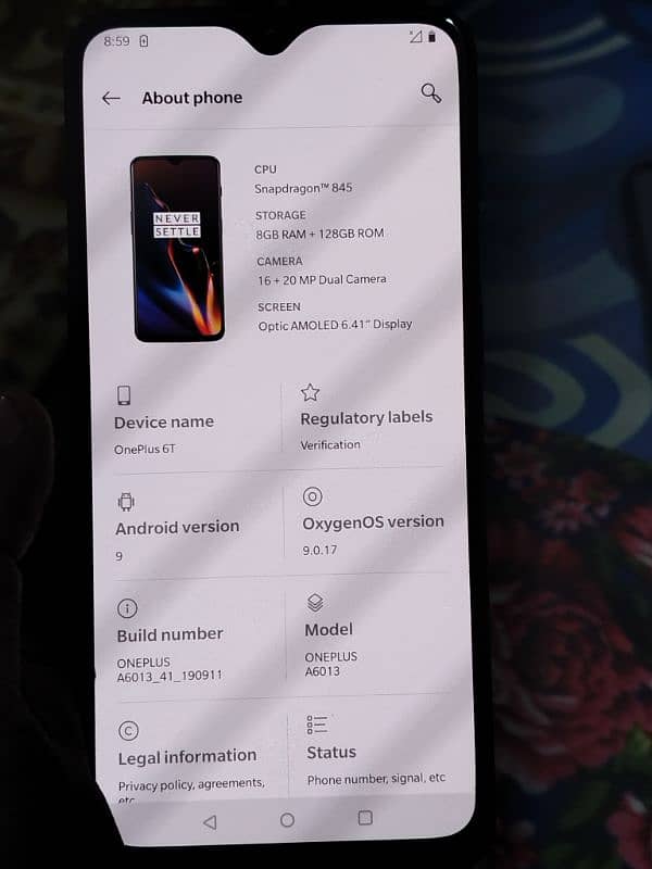 OnePlus 6t 10 by 9.5 condition 8 128GB exchange possible 5