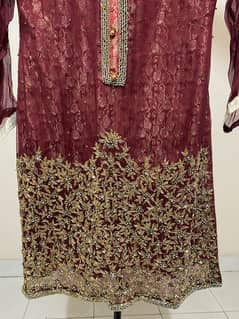 heavy embroidered zari work shirt with duppata and gharara